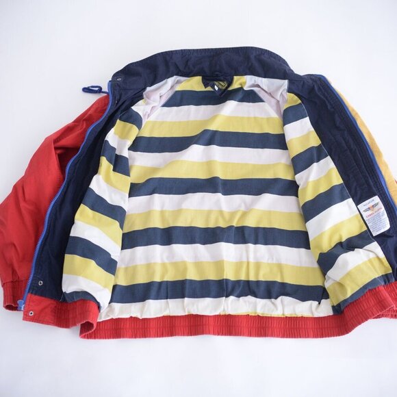 VTG Lewritter Beverly Hills Red Yellow Zip Up W/ Stowaway Hood Aviator Jacket M - Picture 5 of 13